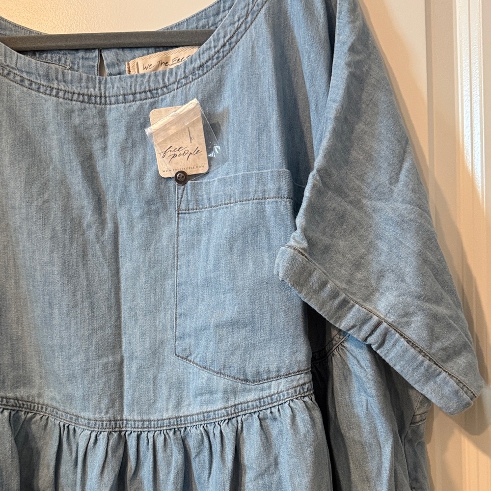 Free People Sky Blue Denim Blouse - Picture 4 of 6